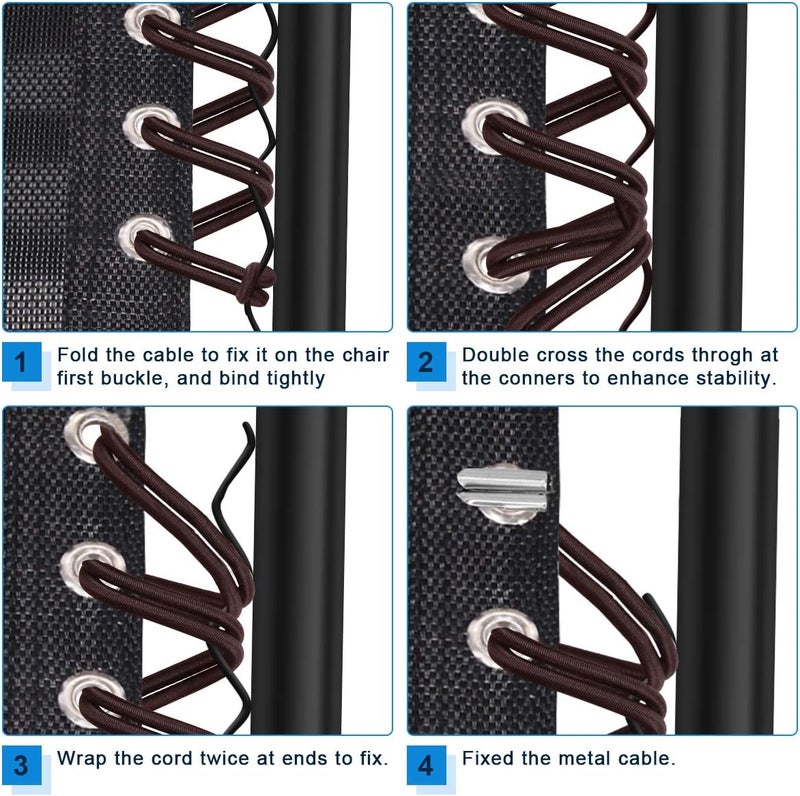 COITEK 4PCS Replacement Cord for Zero Gravity Chair, Universal Elastic Repair Cord for Recliners Replacement Laces Rope for Lounge, Bungee Beach Chair (Brown) - Image 5